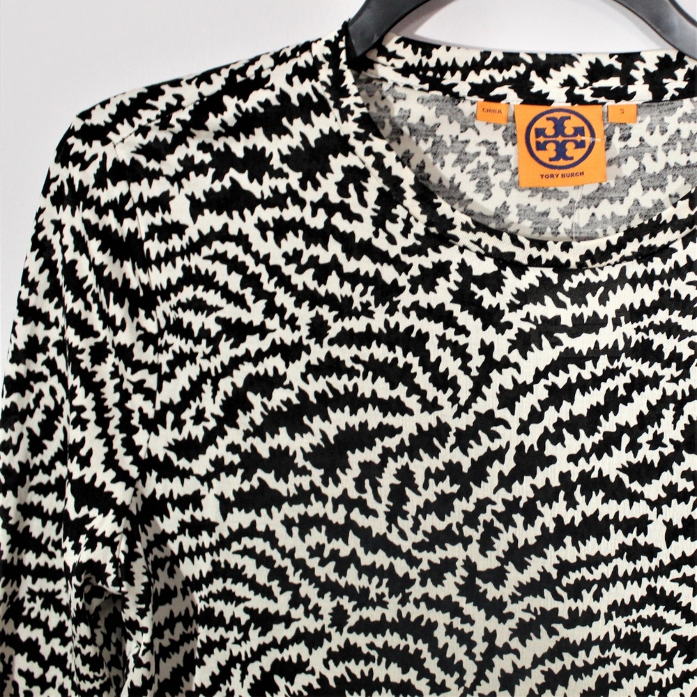 Tory Burch "Tara" Long Sleeve Silk Pull Over Top